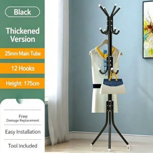 Freestanding Coat Rack And Multi-tier Metal Storage Unit Suitable For Offices And Entryways.