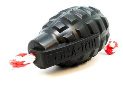 USA-K9 Magnum Grenade - Black Magnum Rubber Chew Toy for Extreme Chewers