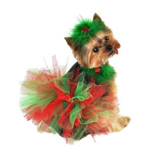 Red and Green Christmas Dog Tutu Skirt (Large)