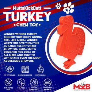 MKB Turkey  Ultra Durable Nylon Dog Chew Toy for Aggressive Chewers
