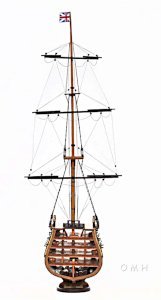 H.M.S. Victory Model Ship Cross Section on Wooden Base