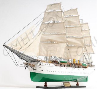 Danmark Model Sail-Training Ship on Wooden Base