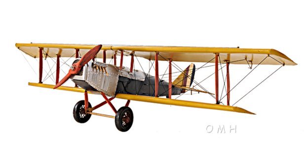 Yellow Curtiss JN-4 "Jenny" Model Fighter Bi-Plane- 1:18 Scale