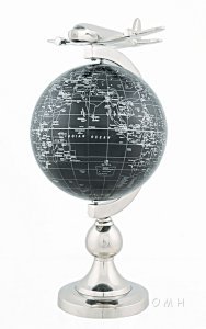 Airplane Flying Over Globe Decor  Piece
