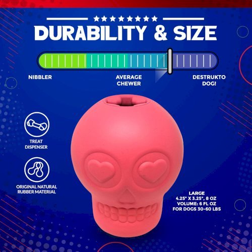 Sugar Skull Dog Chew Toy & Treat Dispenser